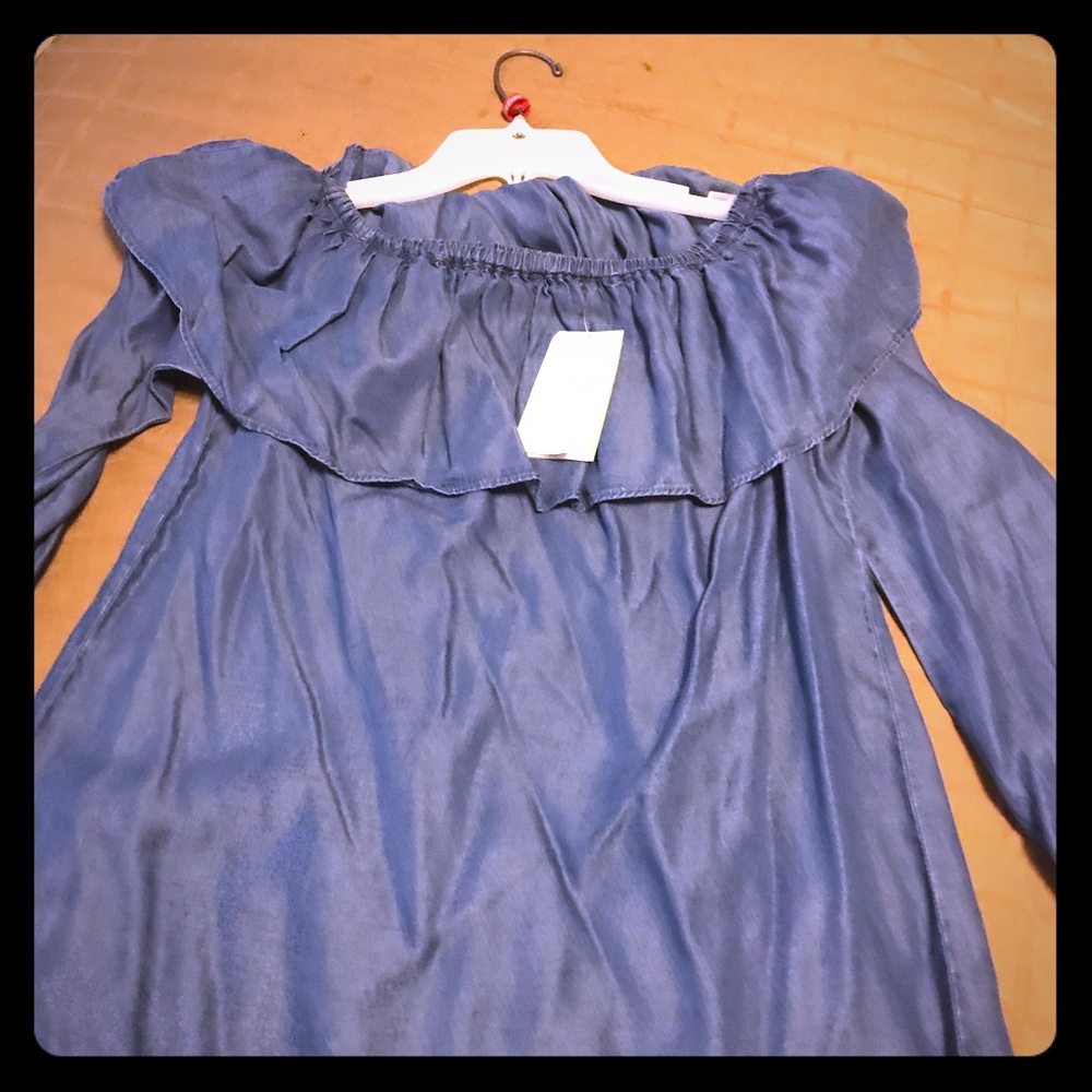 Denim off the shoulder blouse